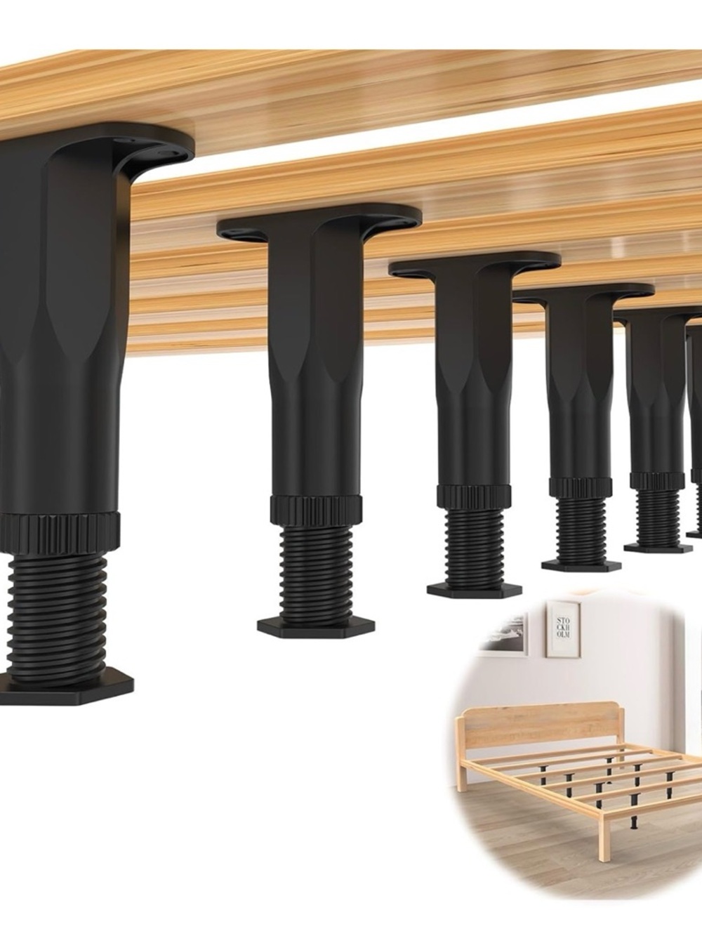 Adjustable Black Bed Frame or furniture risers or  Support 6 pack